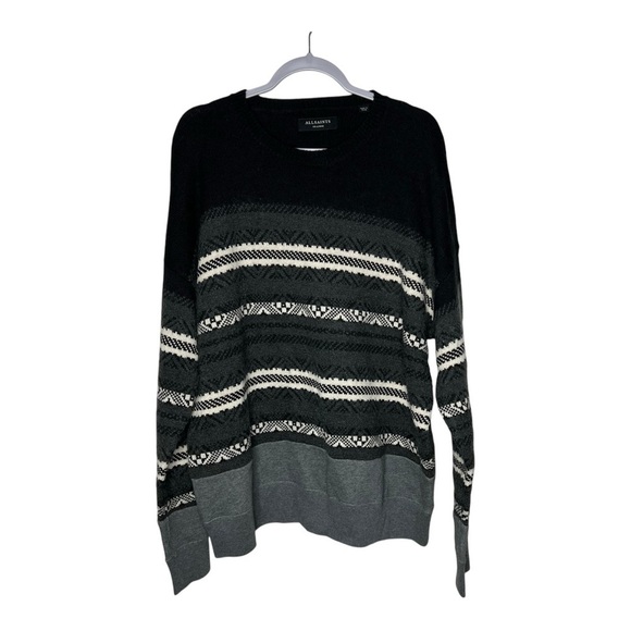 Allsaints Sweater Mens XXL Wool Blend Striped Casual - Picture 12 of 15